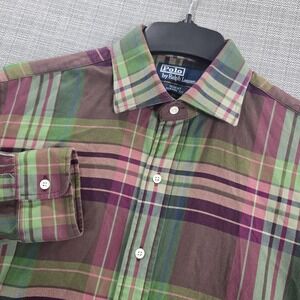 Polo‎ Ralph Lauren Shirt Mens Large Green Plaid Regent Classic Fit Button Up